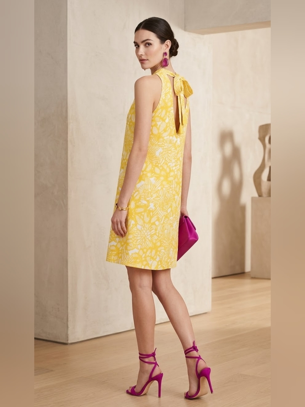 H&M Floral Mini Dress in Yellow & White Size  8